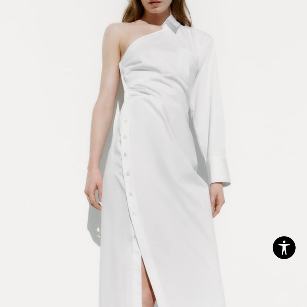 ZARA ASYMMETRIC GABARDINE DRESS